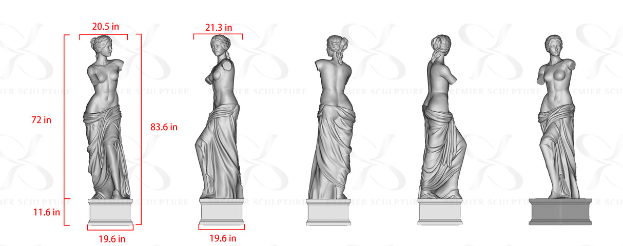 PREMIER Figure Greek Venus De Milo Goddess Marble Statue PSM-017 and PREMIER Marble Base M1-1 -Custom Link for David Small