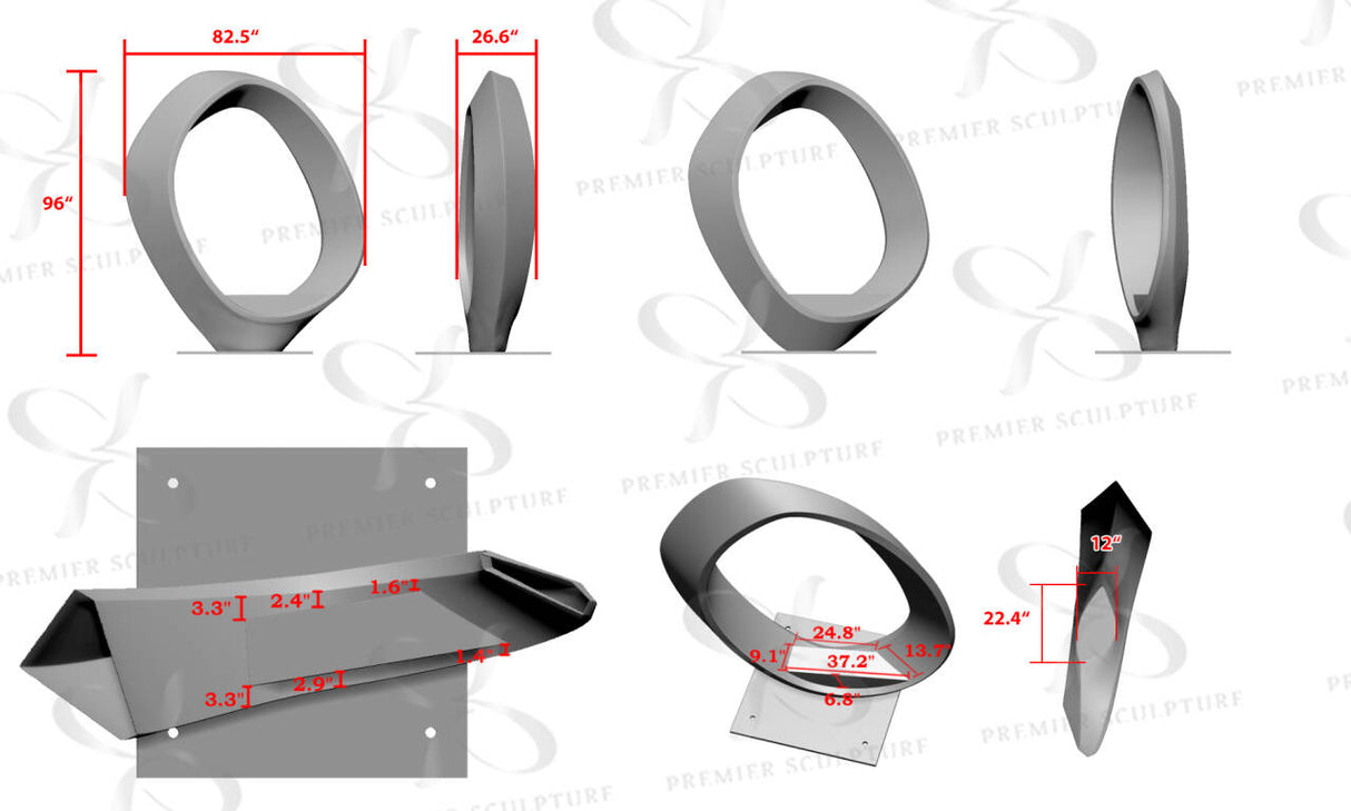 PREMIER Modern Ring Garden Sculpture PSLSS-021 With Troth—Custom Link for Jordan Martin