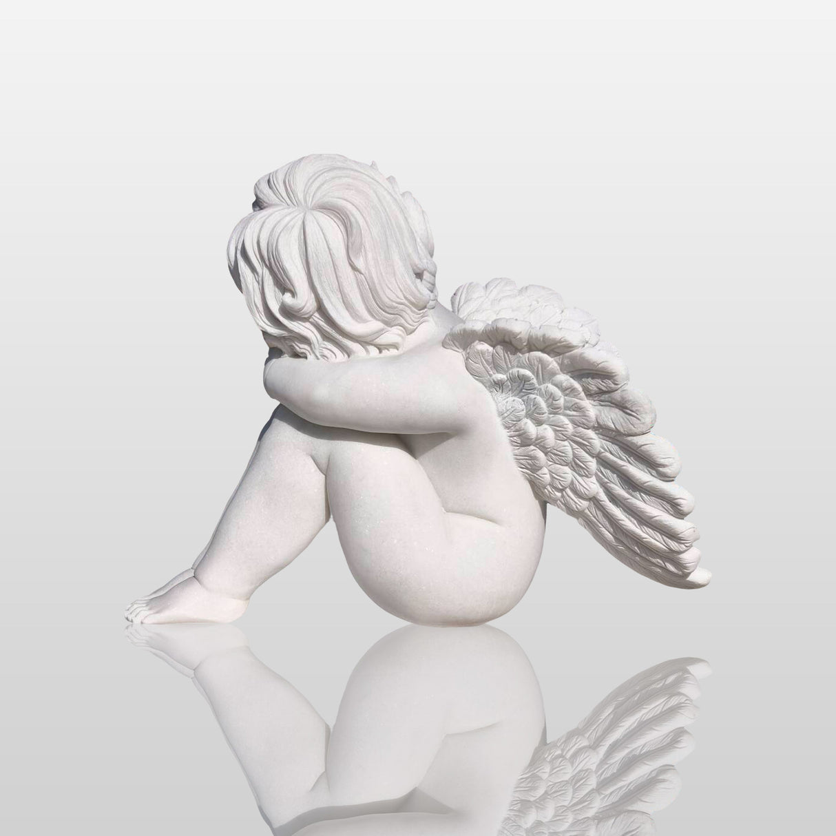 PREMIER Garden Angel Sculpture White Marble Sleeping Cherub PSM-041-Marble sculpture-PREMIER SCULPTURE