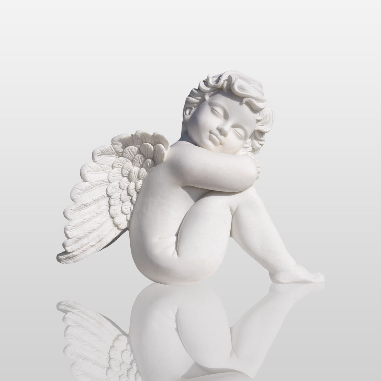 PREMIER Garden Angel Sculpture White Marble Sleeping Cherub PSM-041-Marble sculpture-PREMIER SCULPTURE