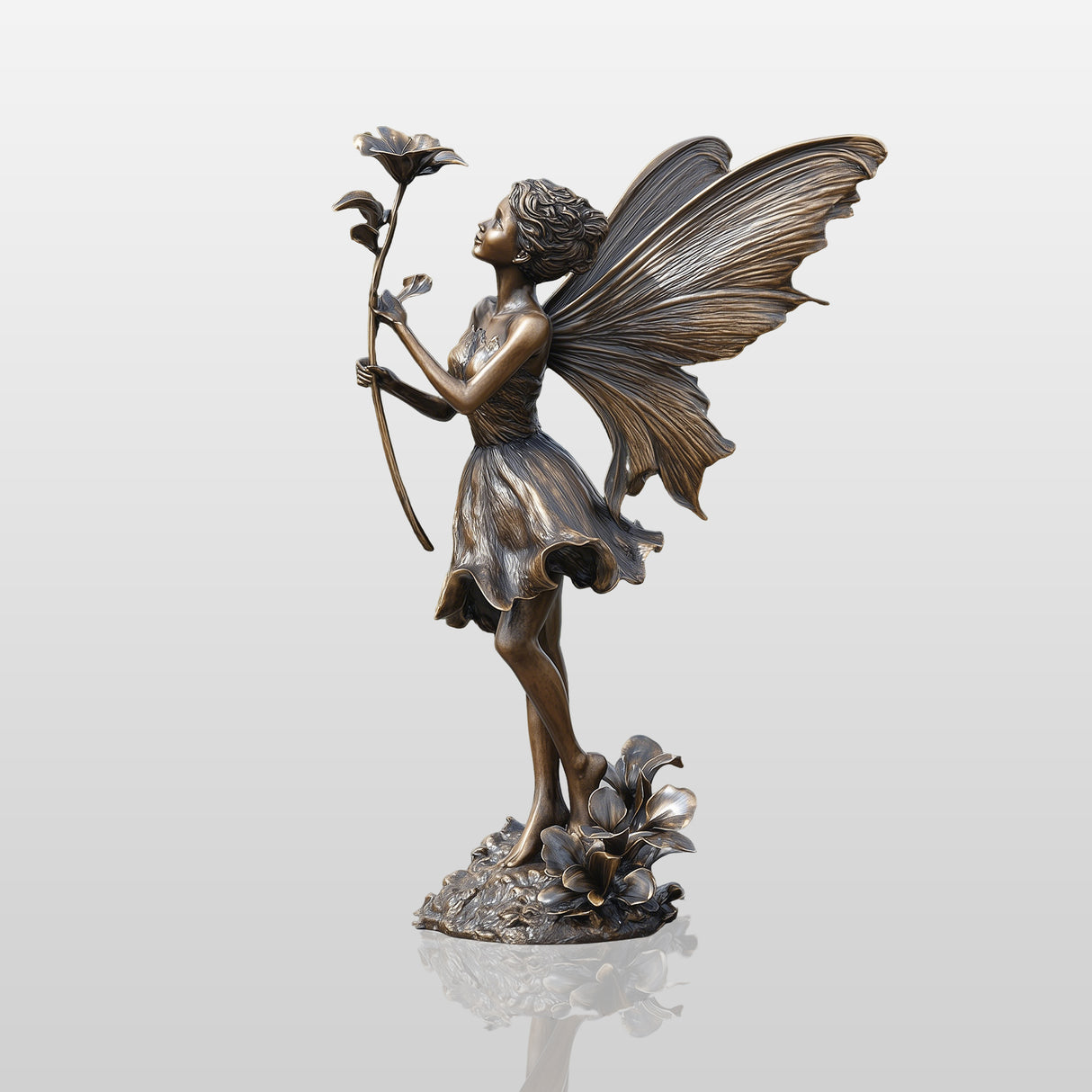 PREMIER Enchanting Bronze Fairy Statue for Outdoor Garden, Pond, Courtyards and Landscaped Estates PSB-093-Bronze Sculpture-PREMIER SCULPTURE